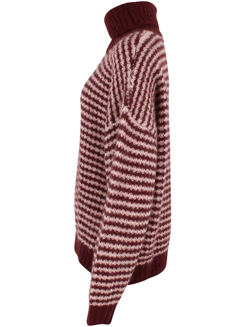 Danecaring Alpaca Rollneck Sweater Dk Merlot/Powder 