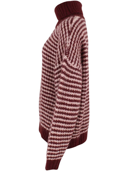 Danecaring Alpaca Rollneck Sweater Dk Merlot/Powder 