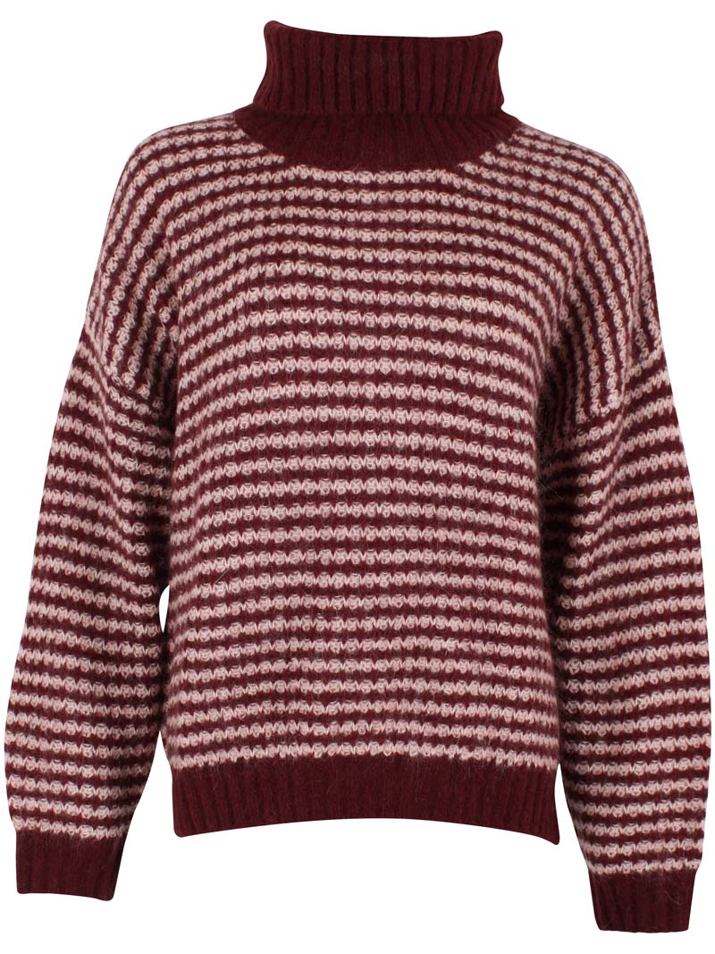 Danecaring Alpaca Rollneck Sweater Dk Merlot/Powder 