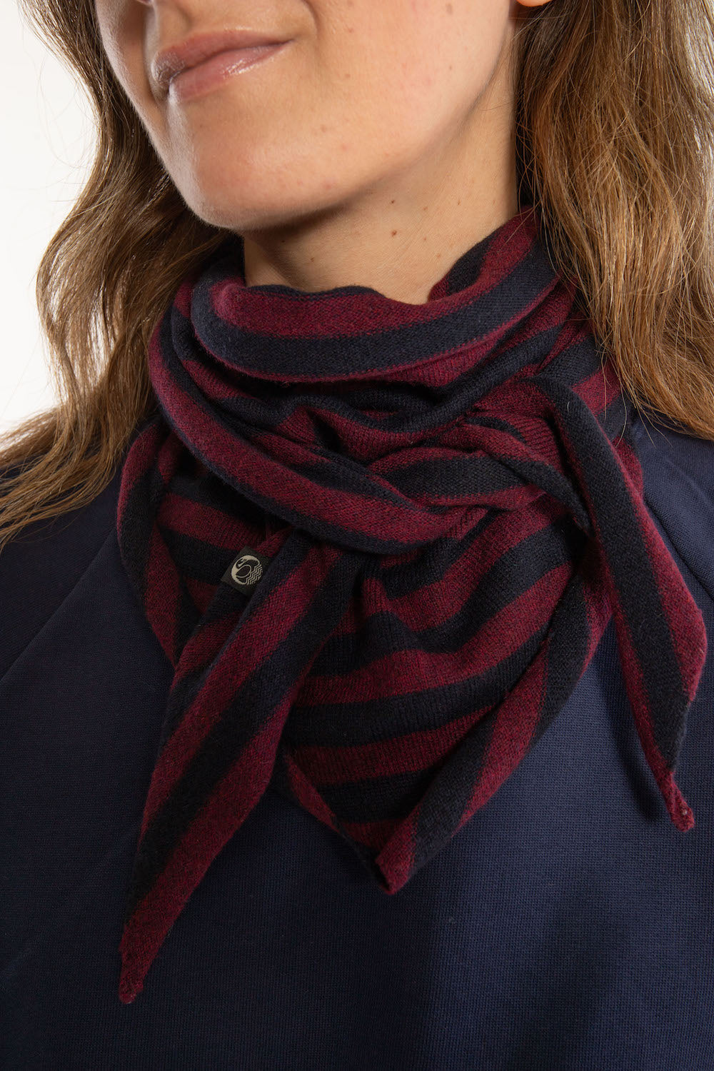 Danechic Merino Scarf - Navy/Dk Bdx