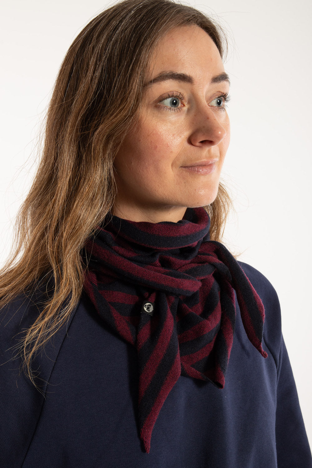 Danechic Merino Scarf - Navy/Dk Bdx