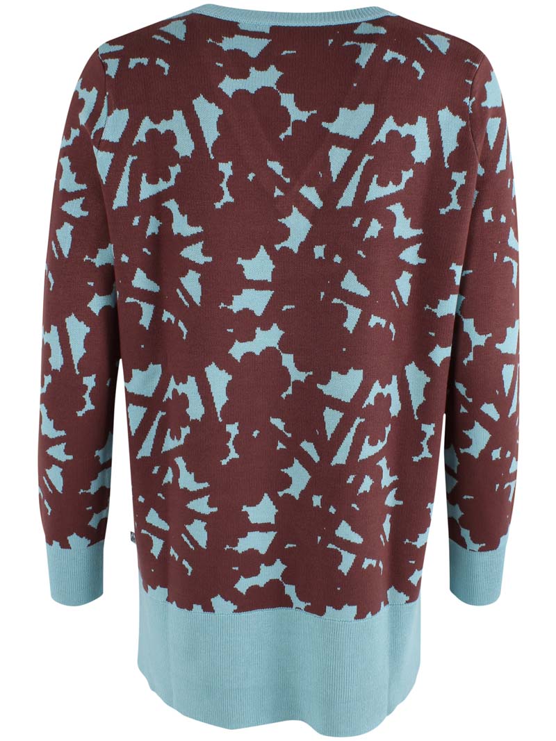 Daneclub Jaquard Viscose Cardigan Dk Merlot/Grey Duck