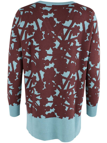 Daneclub Jaquard Viscose Cardigan Dk Merlot/Grey Duck