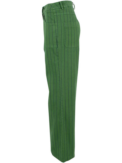 Danedaisy Stretch Canvas Pants Moss Green/Dk Navy