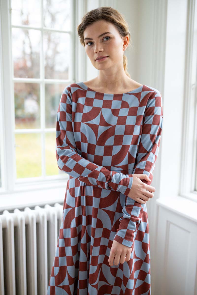 Daneviborg LS Interlock Dress Lt Blue Grey CHECKITOUT