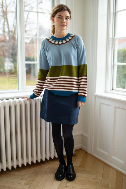 Danehappy Cotton Sweater Lt Blue Grey/Olive