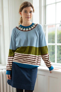 Danehappy Cotton Sweater Lt Blue Grey/Olive