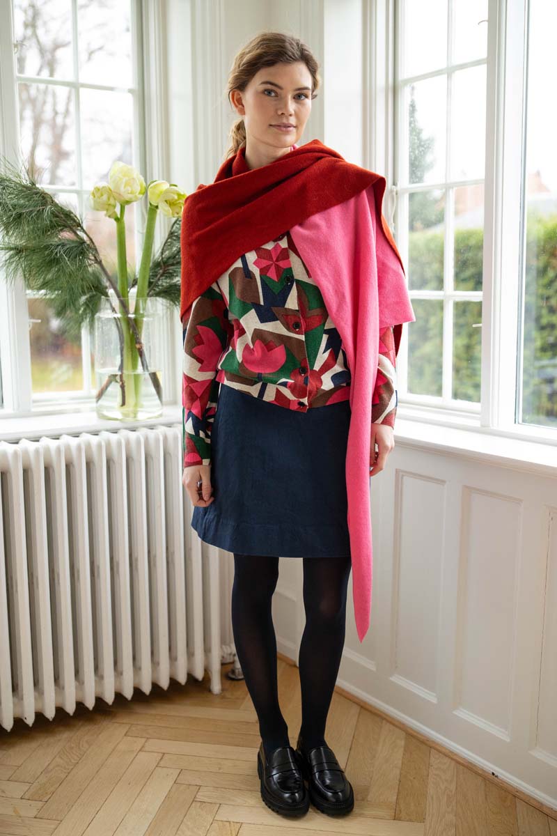 Danefireplace Wool Shawl Spicy Pink/Dk Rust