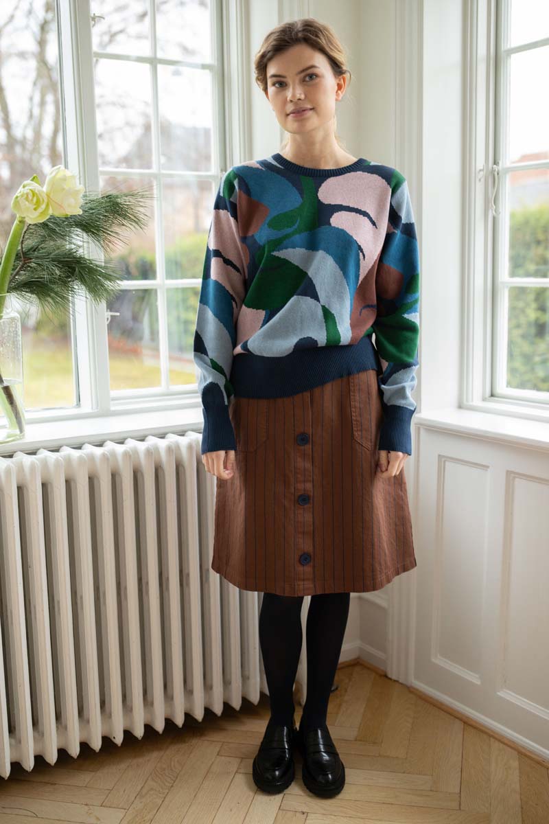 Danefox Jaquard Cotton Sweater Dk Navy TROPS