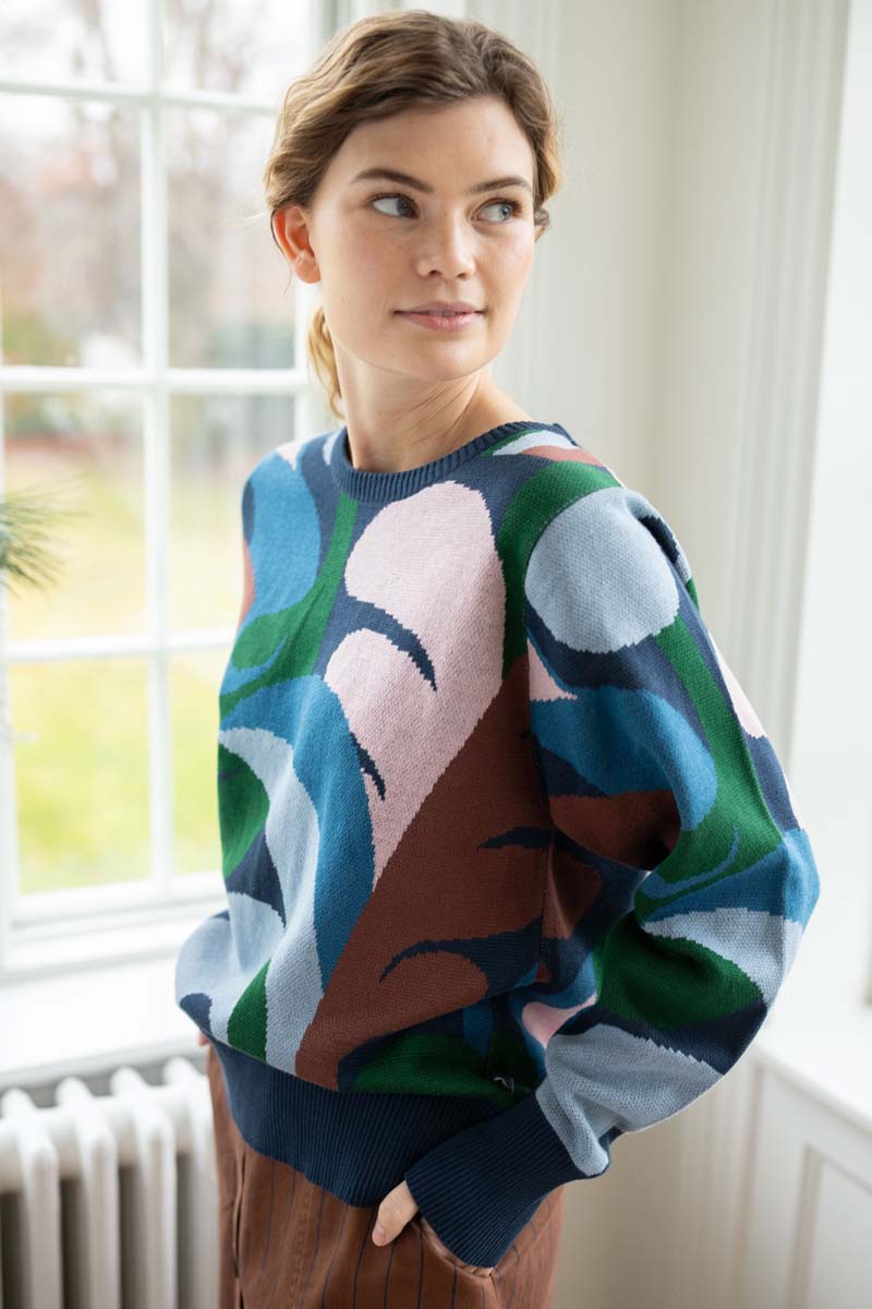 Danefox Jaquard Cotton Sweater Dk Navy TROPS