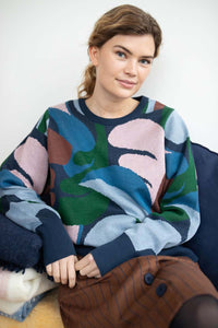Danefox Jaquard Cotton Sweater Dk Navy TROPS