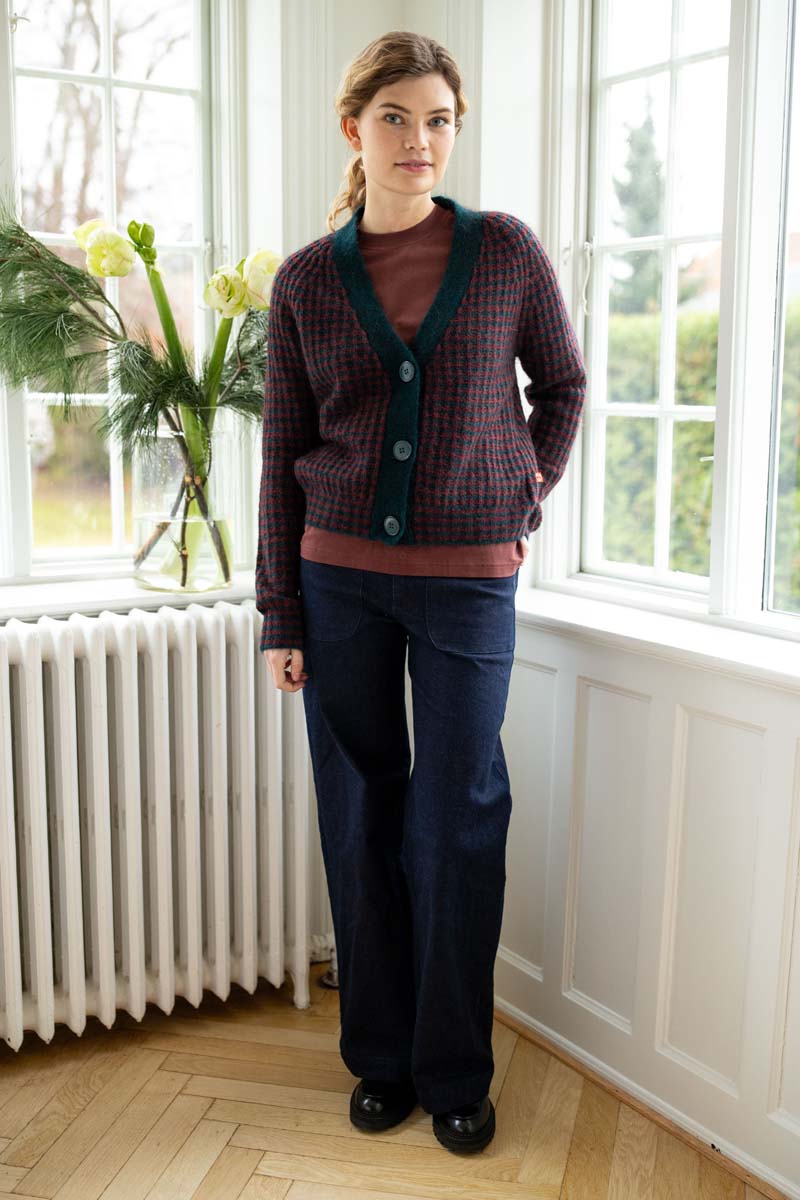 Danadorable Alpaca Cardigan Dk Slate/Dk Merlot