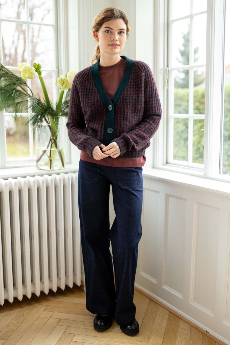 Danadorable Alpaca Cardigan Dk Slate/Dk Merlot