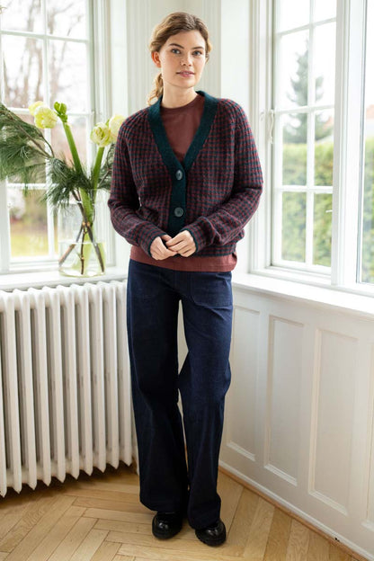 Danadorable Alpaca Cardigan Dk Slate/Dk Merlot