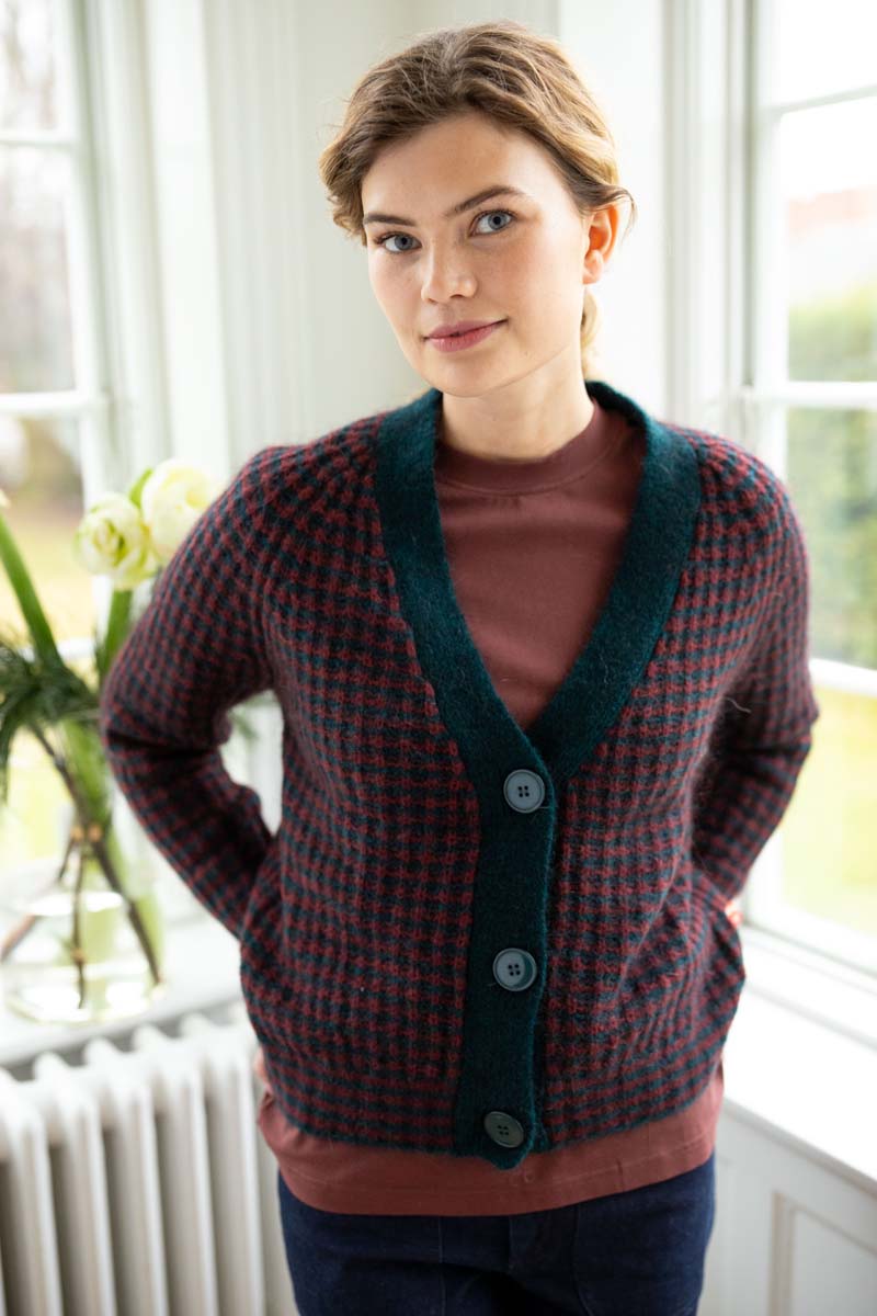 Danadorable Alpaca Cardigan Dk Slate/Dk Merlot