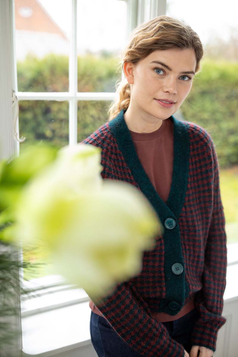 Danadorable Alpaca Cardigan Dk Slate/Dk Merlot