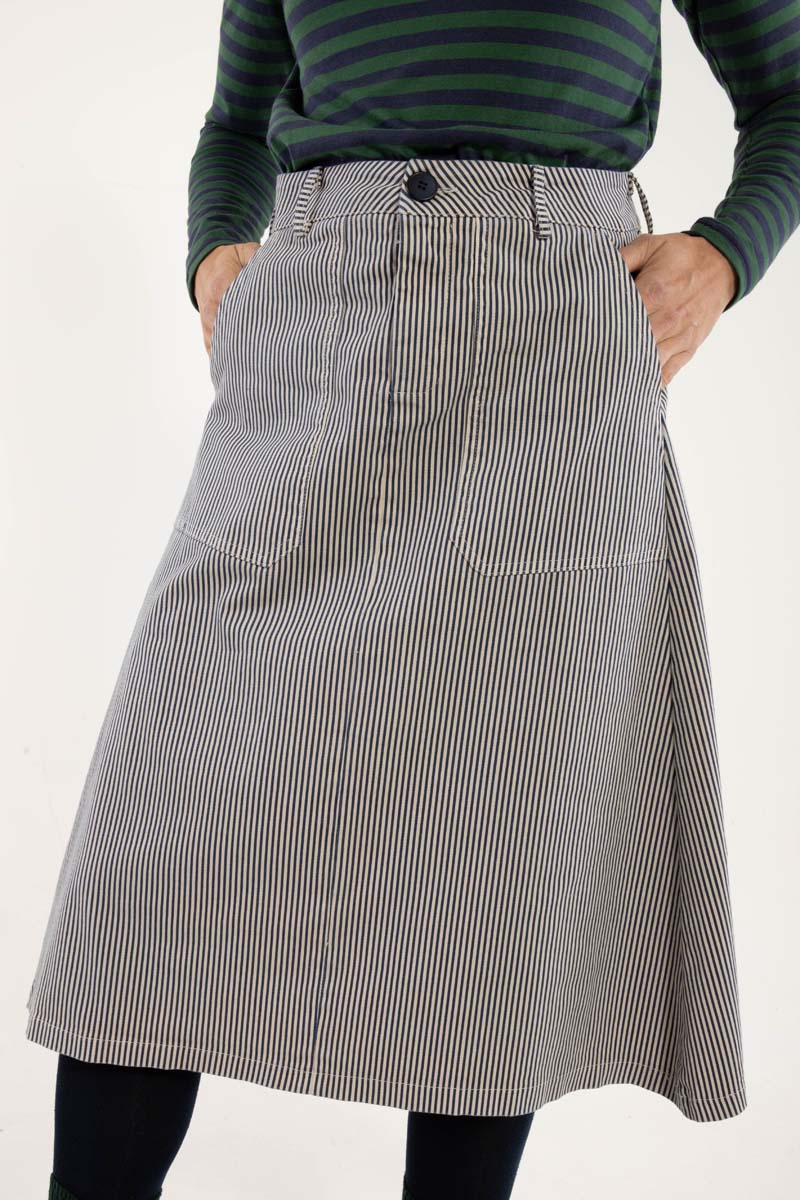 Danesweetie Stretch Canvas Skirt Dk Navy/Chalk