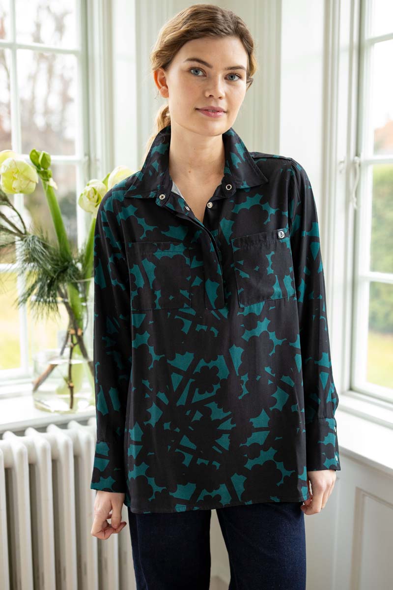 Danepeople Sateen Twill Shirt Dk Slate BRAMBLE