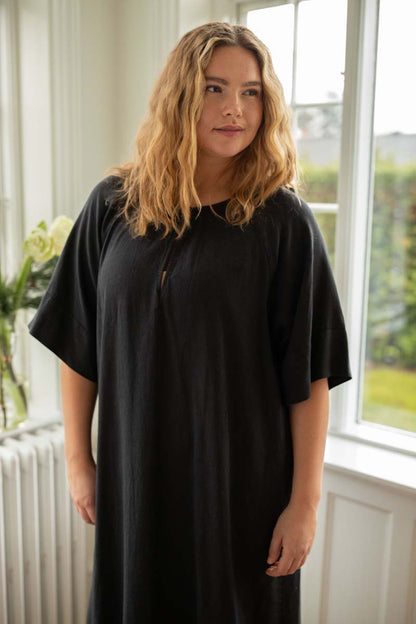 Danehostess Heavy Linnen Dress Black