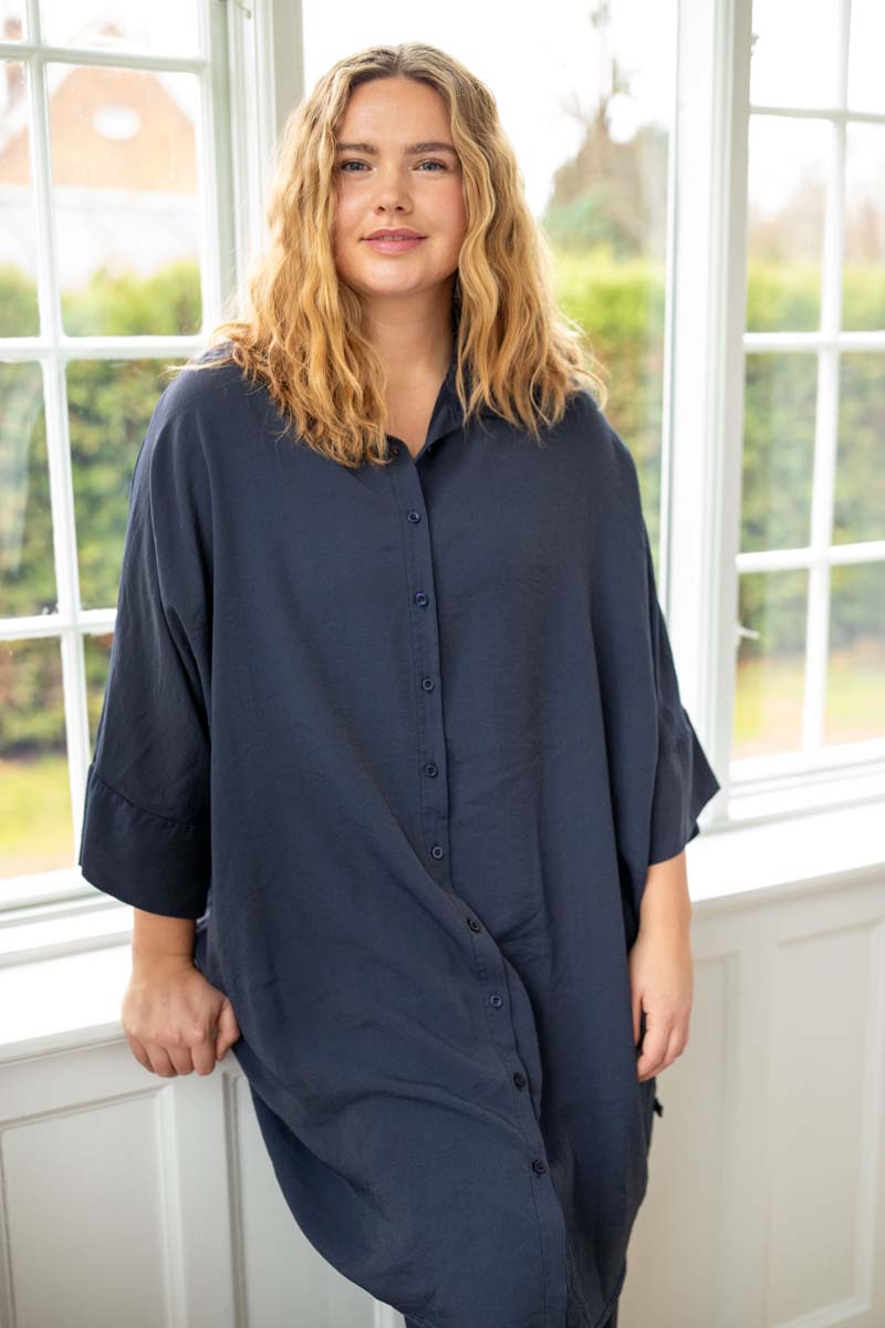 Danemonsoon Heavy Viscose Tunic Dk Navy
