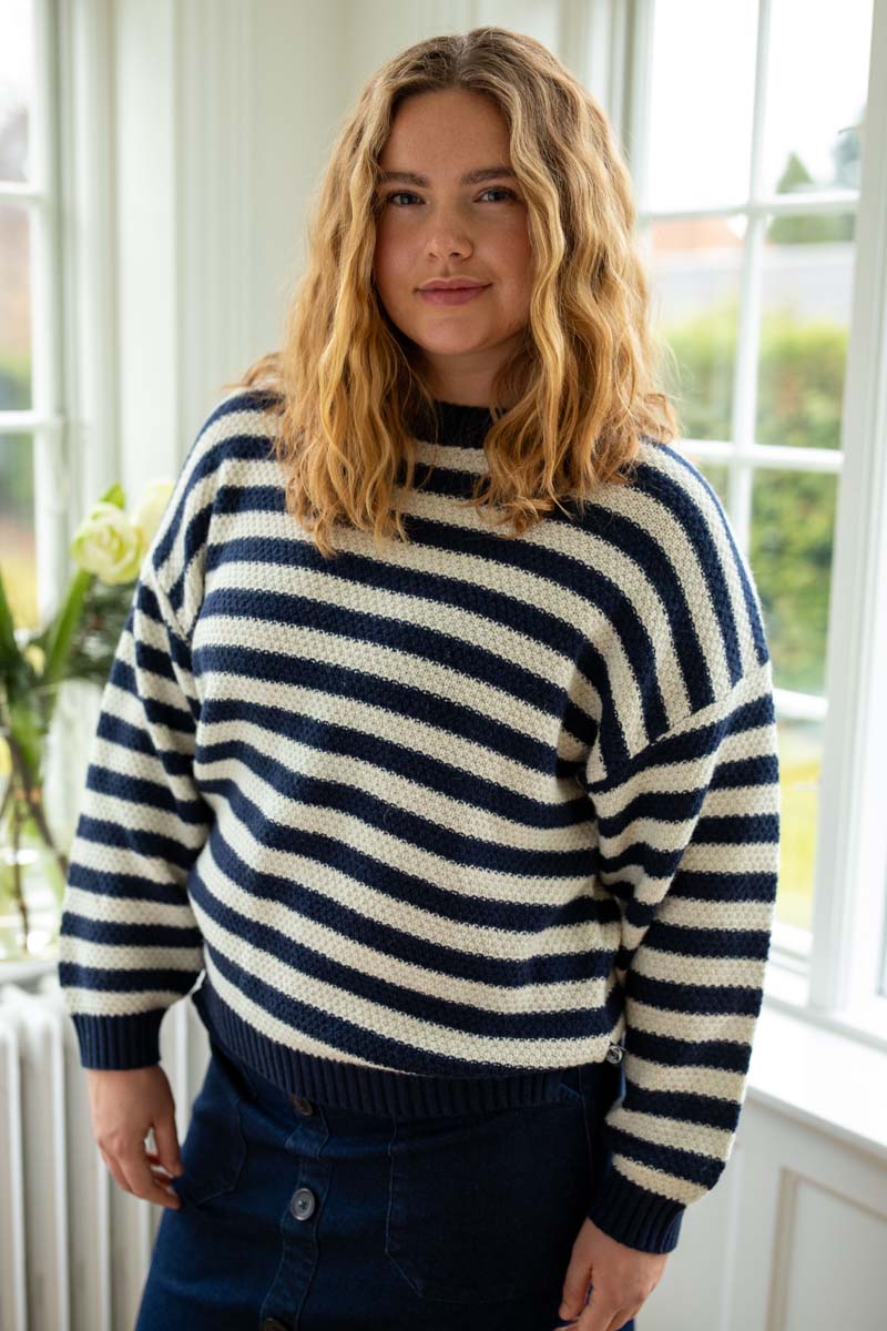Daneva Wool Sweater Dk Navy/Lt Beige 