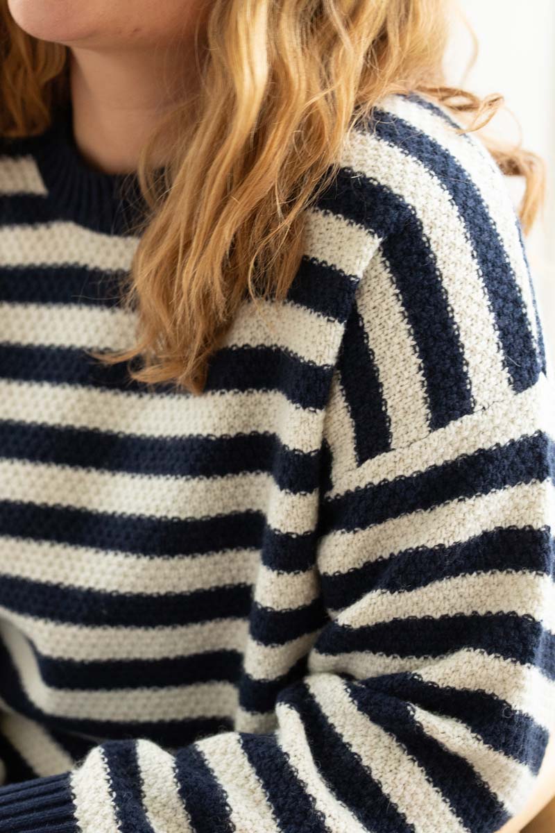 Daneva Wool Sweater Dk Navy/Lt Beige 
