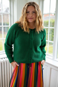 Danechunk Cotton Rib Cardigan Dk Pine
