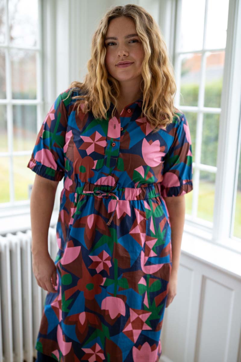 Danesusanne Poplin Dress Ocean Blue GEOFLEUR