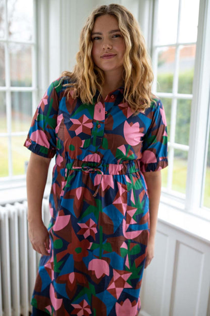 Danesusanne Poplin Dress Ocean Blue GEOFLEUR