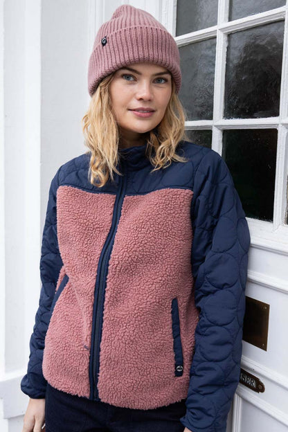 Zip-up i fleece og termo til damer i navy og rosa