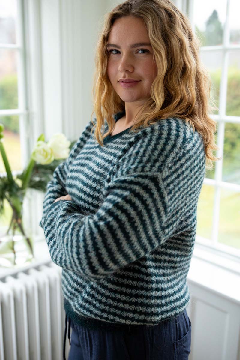 Dane Relative Alpaca Sweater Dk Slate/Lt Blue Grey 