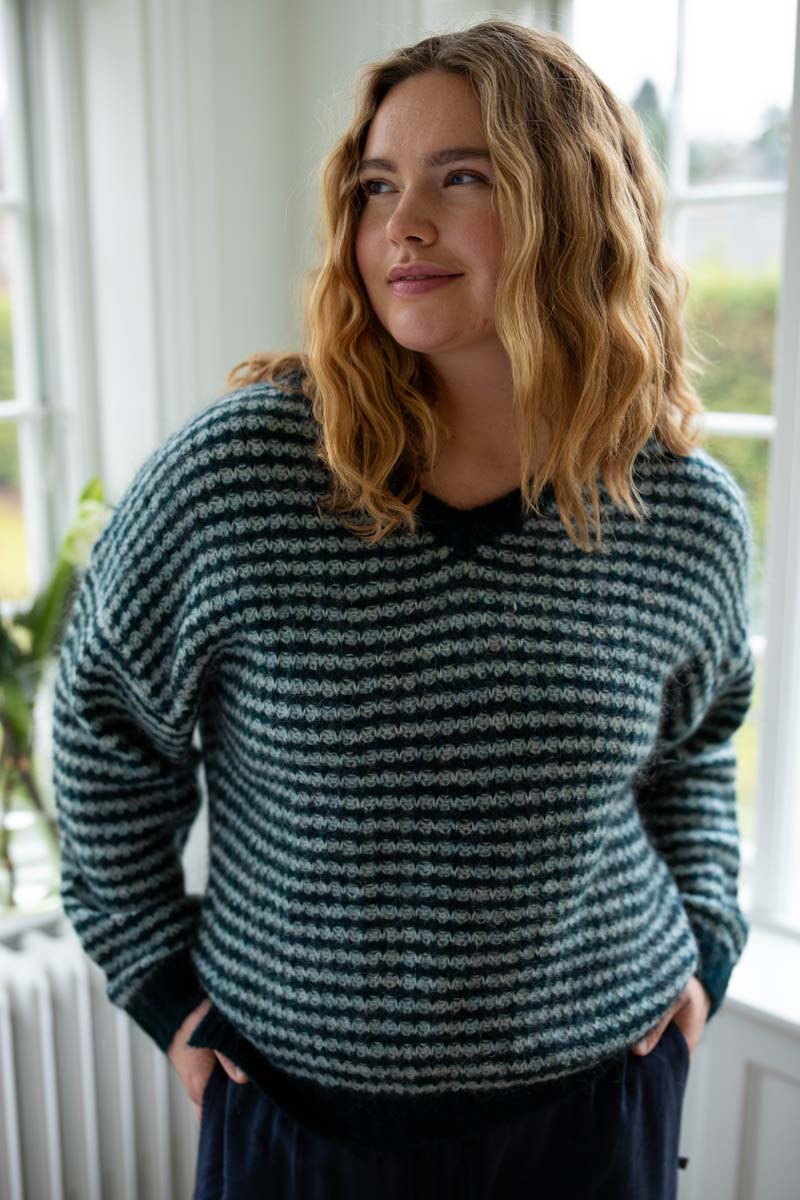 Dane Relative Alpaca Sweater Dk Slate/Lt Blue Grey 