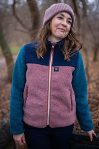 Danebirk Fleece Zip-Up Dk Navy/Dk Slate/Rose Beige/Dk Brick
