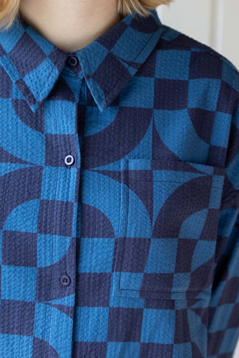 Danethyme Seersucker Shirt Warm blue CHECKITOUT