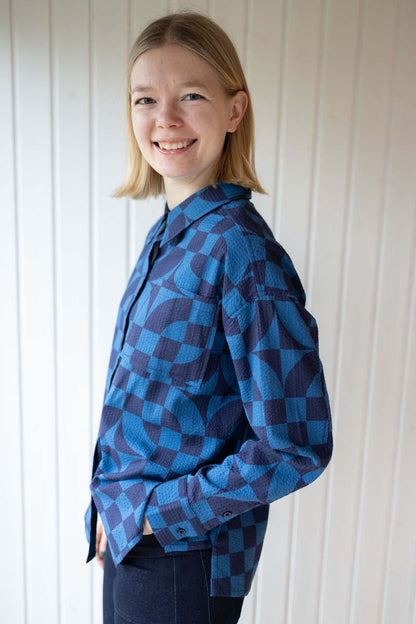 Danethyme Seersucker Shirt Warm blue CHECKITOUT