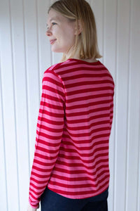 Danebasic Merry LS Tee Spicy Pink/Dk Red