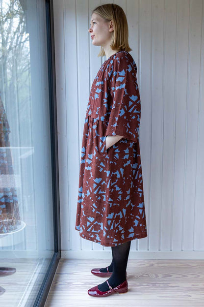 Daneluft 3/4 Sleeve Seersucker Dress Lt Blue BRAMBLE