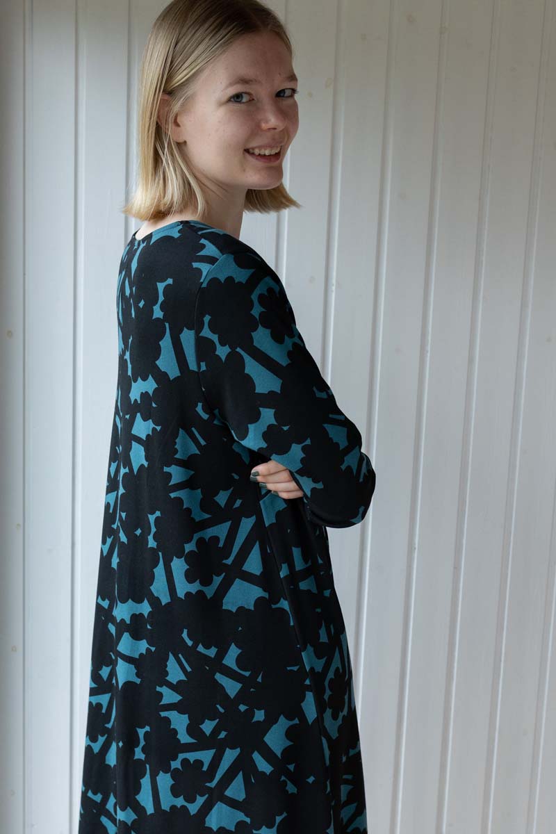 ORGANIC - Danalberte LS Interlock Kleid Dk Slate BRAMBLE