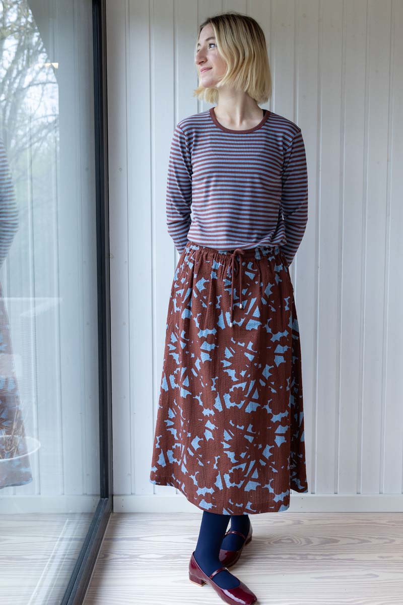 Danespresso Seersucker Skirt Lt Blue BRAMBLE