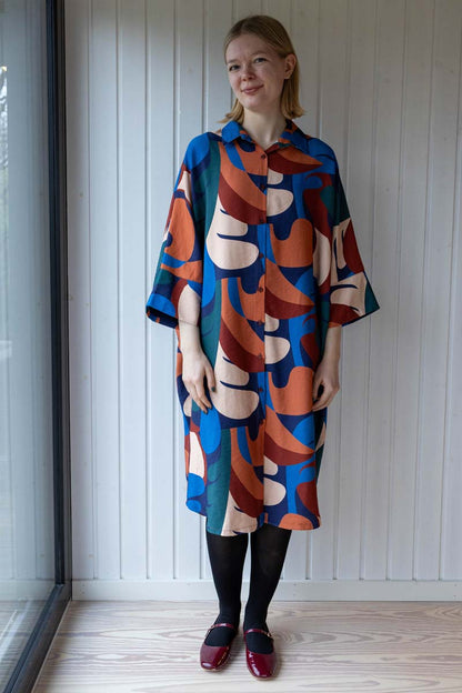Danetiki Heavy Viscose Dress Warm Blue TROPS