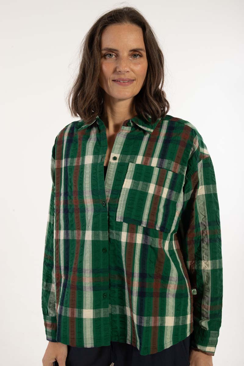 Danethyme Seersucker Shirt Dk Pine CHECK