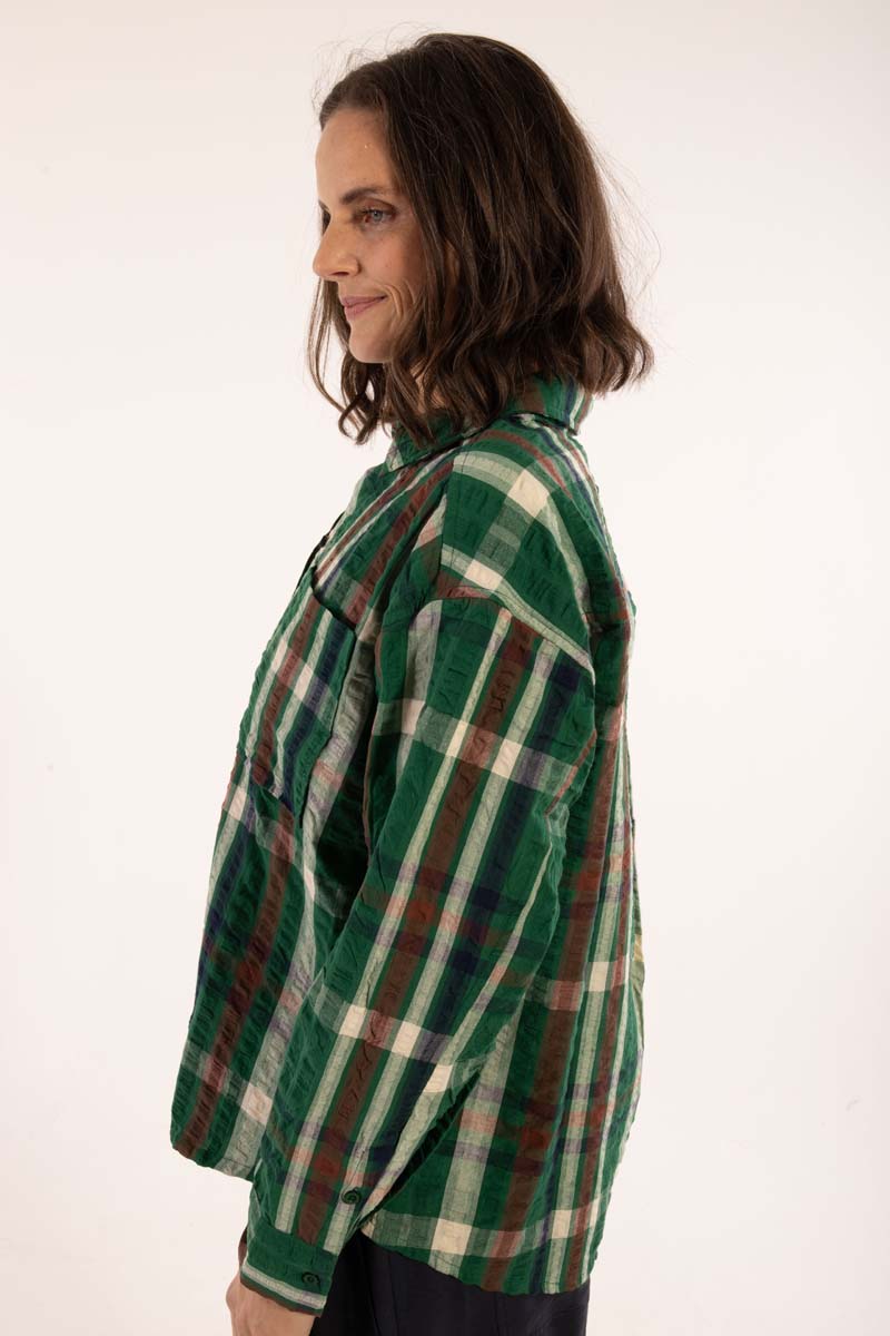 Danethyme Seersucker Shirt Dk Pine CHECK