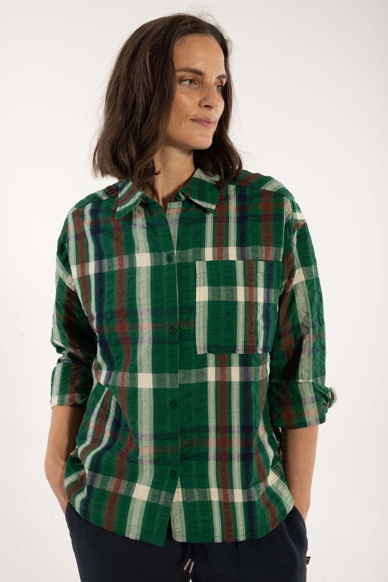 Danethyme Seersucker Shirt Dk Pine CHECK