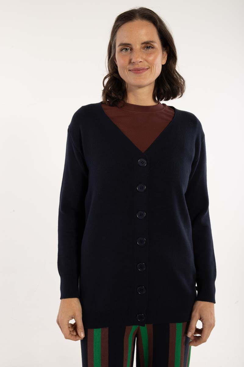 Danemembership Viscose Cardigan Dk Navy