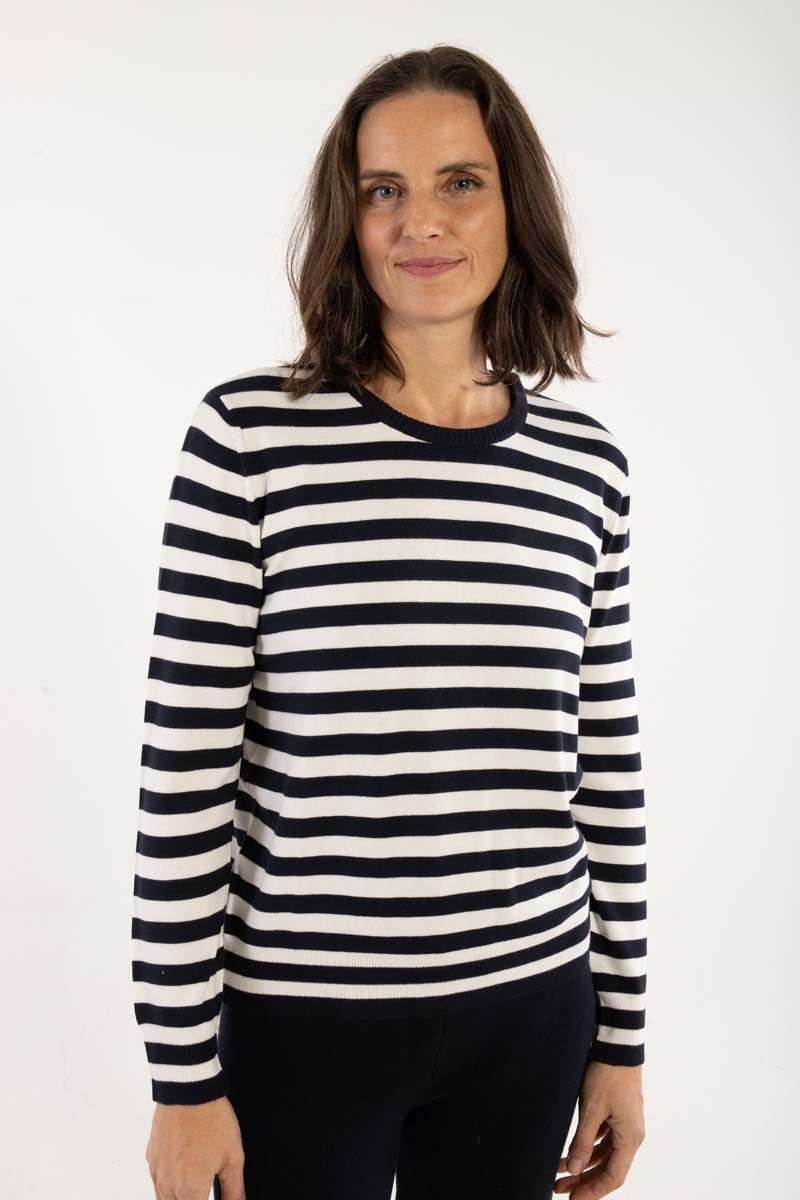 Sweater med striber til dame