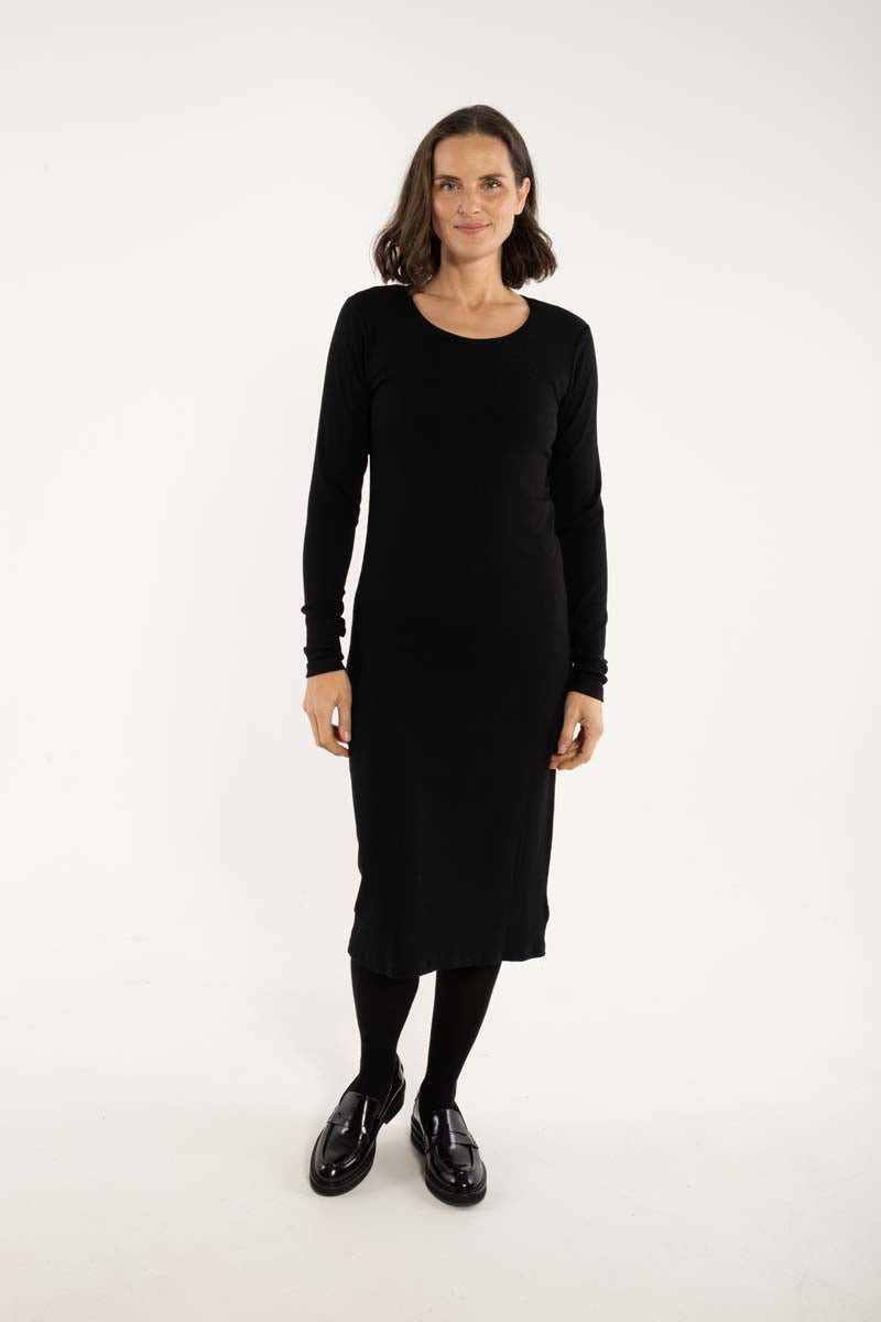 Elegant langærmet kjole i sort til kvinder