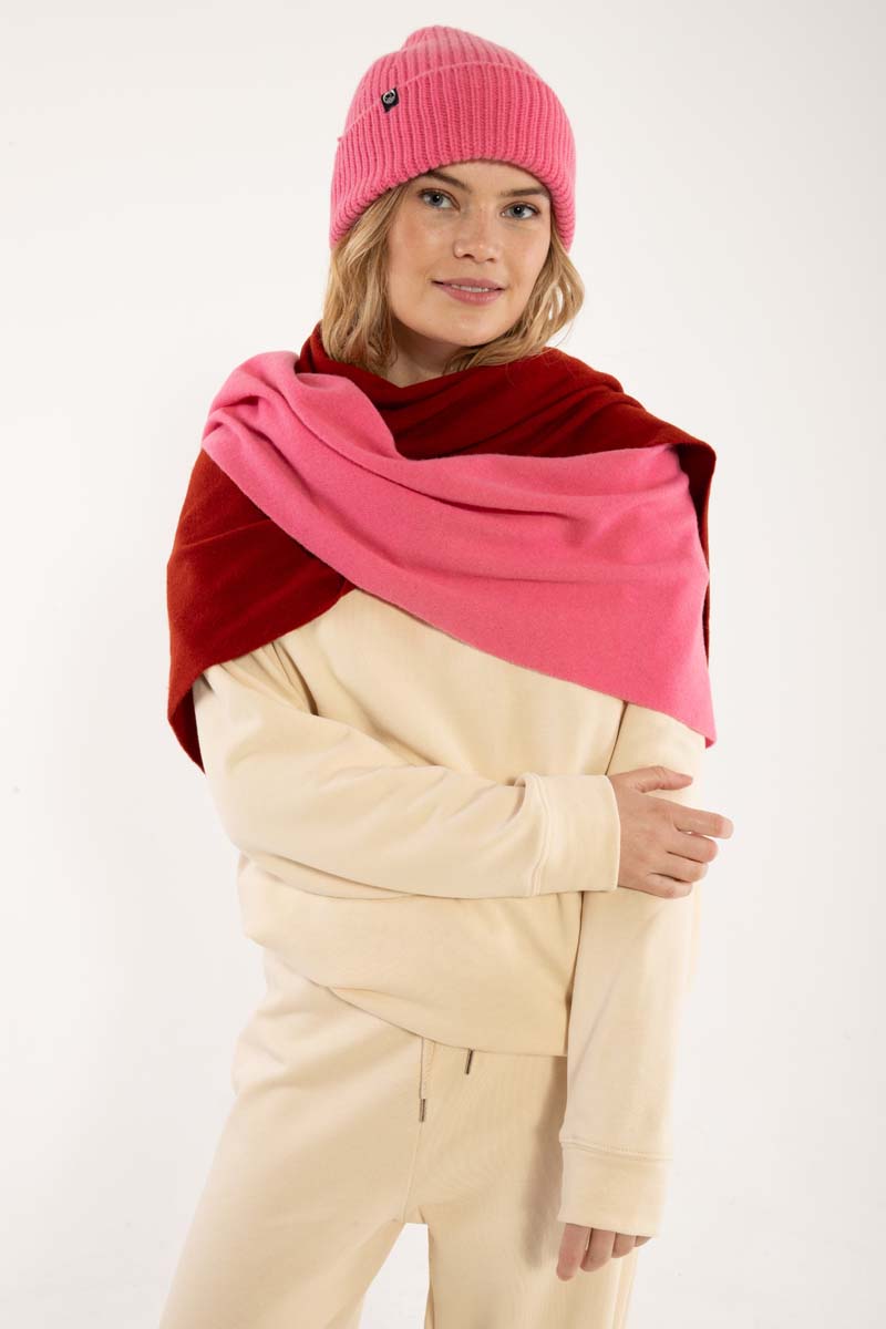 Danefireplace Wool Shawl Spicy Pink/Dk Rust
