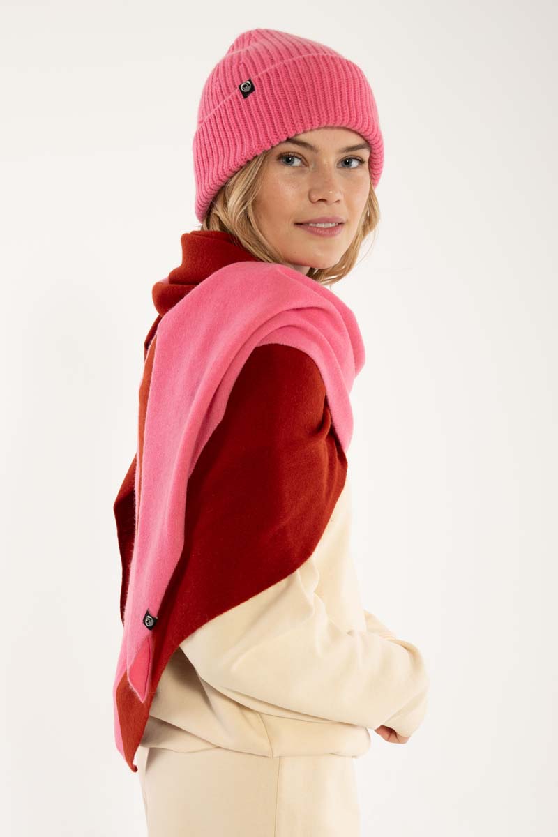 Danefireplace Wool Shawl Spicy Pink/Dk Rust