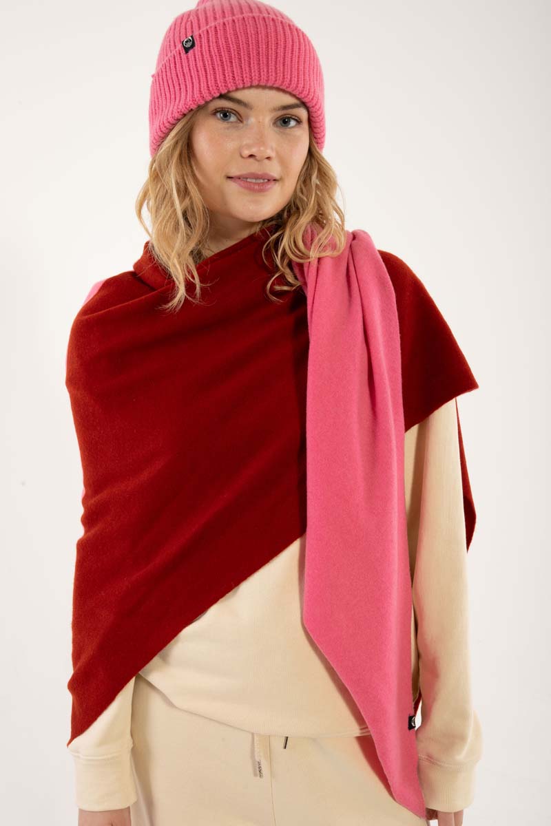 Danefireplace Wool Shawl Spicy Pink/Dk Rust