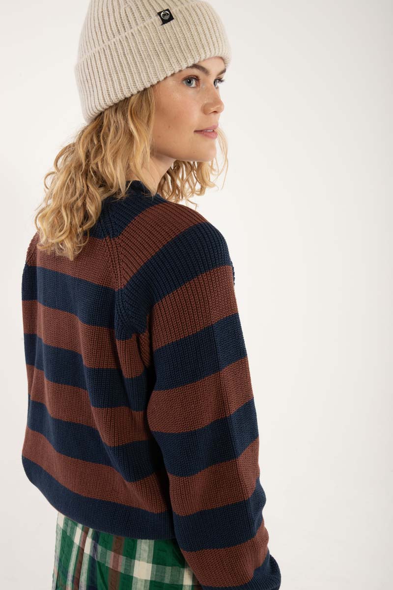 Stribet sweater i tung bomuldsstrik-3